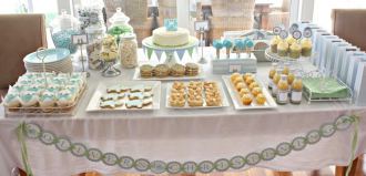 Christening table laid out with party food