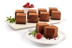 Chocolate sponge base topped with milk chocolate hazelnut croquant & a layer of chocolate mousse finished with a dark chocolate coating; individual, 30 portions.