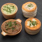  Goats Cheese & Red Pepper Quiche 18g , Minted Pea & Ham Tartlet 18g , Beef Bourguignon, Mini Chicken & Mushroom Vol au Vent 3.8cm